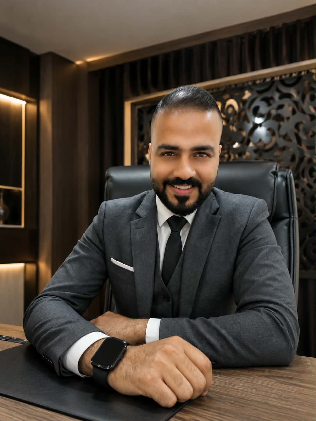 الأستاذ مصعب المحارمة في مكتبه